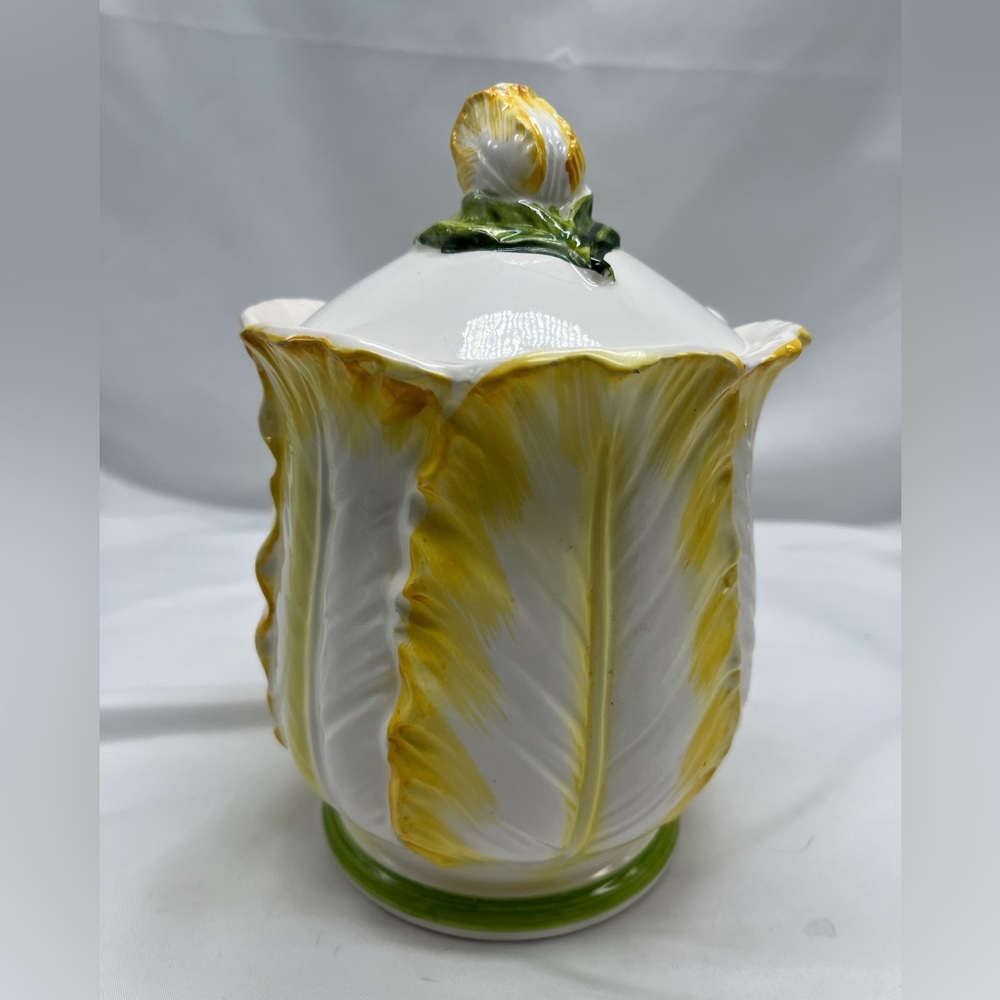 Vintage Lefton 7122 Retired Yellow Cabbage Rose Canister Jar Pre-owned
